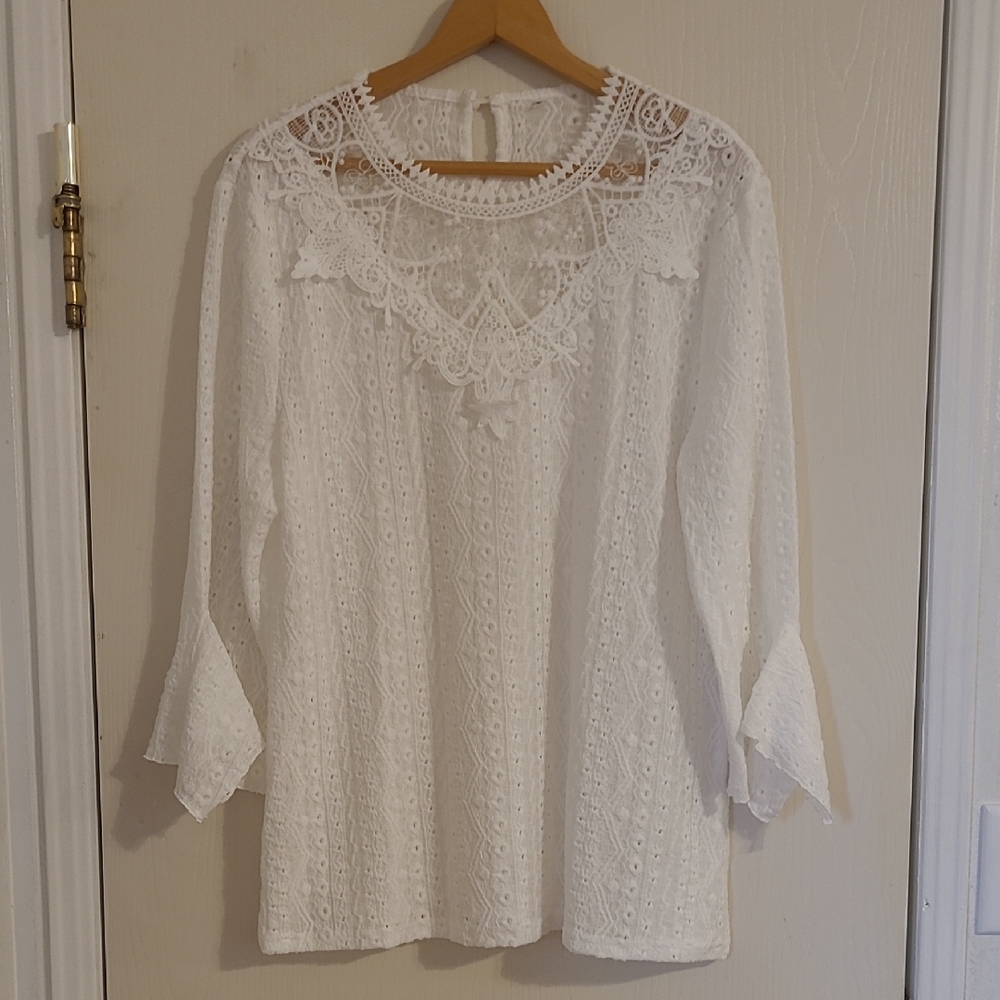 Lace Bell Sleeve Blouse